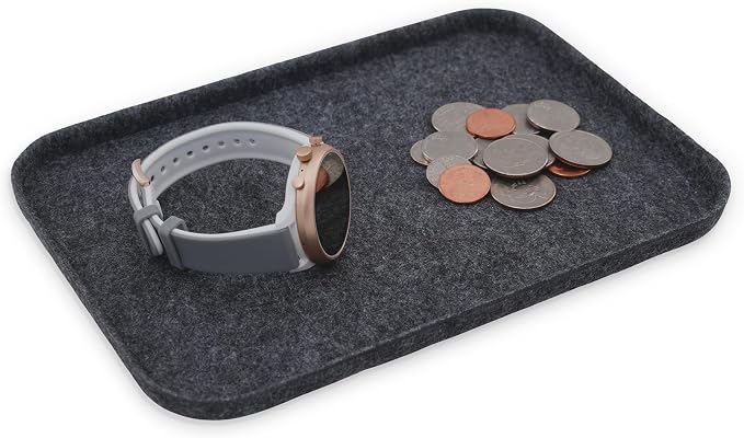 Welaxy Felt tray Lid for Storage Bins Drawer Organizer bin cap of box for junk stuff stationery makeup jewelry closet bathroom minimalist lifestyle (Charcoal Lid, S) by Welaxy