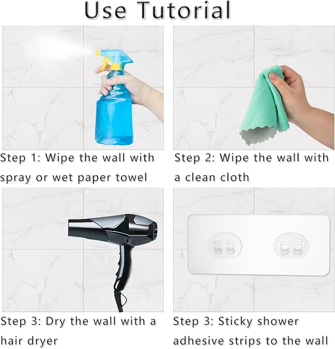 8 Pack Shower Caddy Adhesive for Replacement, Strong Transparent Adhesive for Shower Caddy Sticky Pads, No Drilling for Corner Shelf Basket, Bathroom Storage Shelves, Kitchen Racks and Soap Holder - Image 5