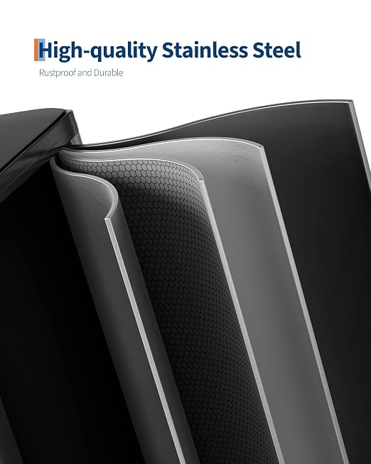 GarveeHome 2 x 8 gal Stainless Steel Double Trash Can with Lid for Kitchen, Large Dual Trash and Recycle Bin Combo, Step-on Kitchen Metal Garbage Cans, PP Inner Buckets, Liner Rim, Matte Black - Image 3
