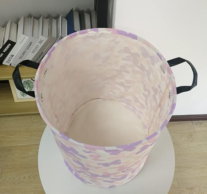 Collapsible Kids Laundry Basket Clothes Hamper, Foldable Storage Organizer Bin, Toy Clothes Storage with Handles for Boys Girls Bedroom, Room Decor Butterfly - Image 6