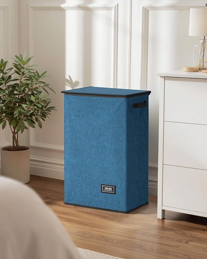 SOLEDI Laundry Hamper with Lid 90L Large & Tall Collapsible Laundry Basket, Clothes Hamper with Bag Removable Easy to Carry, Dirty Hampers for Bedroom, Bathroom, Dorm, College, Blue - Image 7
