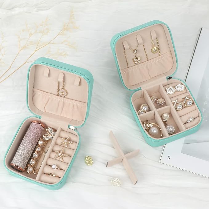 MFXIP Travel Jewelry Case Small Jewelry Box Jewelry Organizer Storage Case Portable PU Leather Mini Jewelry Travel Case for Girls Womens Earring, Necklace, Rings,Bracelets - Image 5