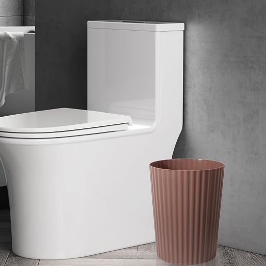 JiatuA Small Trash Can Plastic Wastebasket Round Garbage Container Bin for Bathroom, Kitchen, Bedroom, Home Office, College Dorm, Brown - Image 5