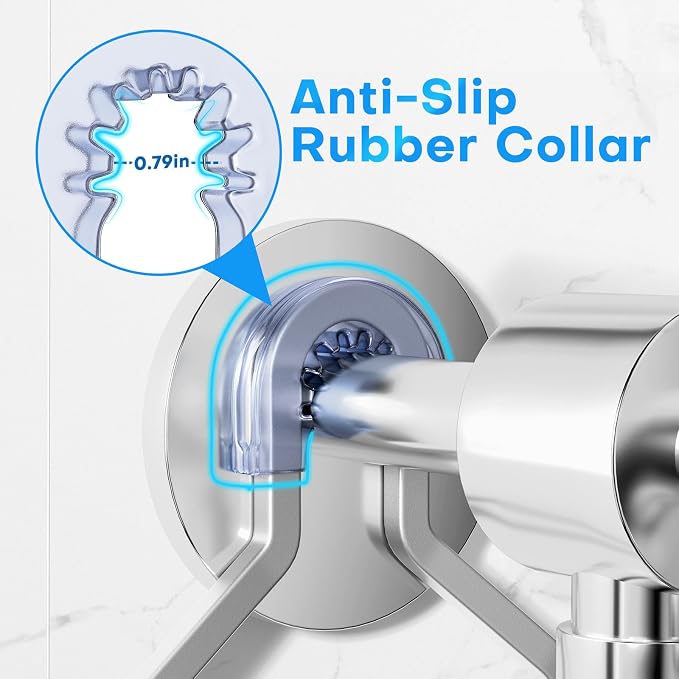 Sewulidon Aluminum Alloy Hanging Shower Caddy for Handheld Shower Heads,Rustproof Hose Shower Organizer 4 Levels Height Adjustable Shower Rack with Hooks,Razor Holder,Soap Holder - Image 6