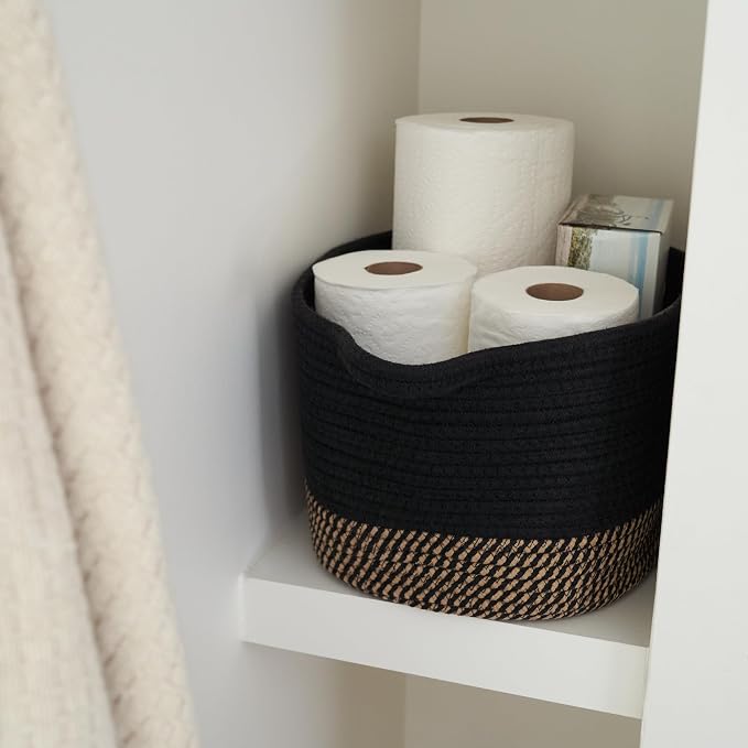 Stylish Cotton Rope Storage Basket For Dog Toys, Magazines or Books - The Perfect Woven Bin with Handles For Everyday Organization Reduces Clutter in Your Rooms - A Decorative Gift & Storage Box - Image 5