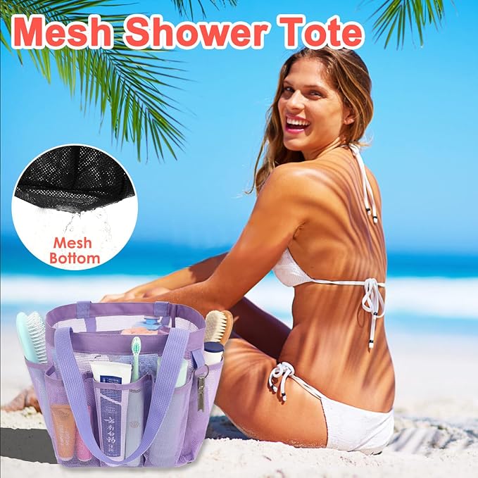 Fammart Mesh Shower Caddy Portable for College Dorm Room Essentials, 8-Pocket Large Shower Basket Tote Bag with 2 Handles for Toiletry, Bathroom, Beach, Camp, Gym - Image 5