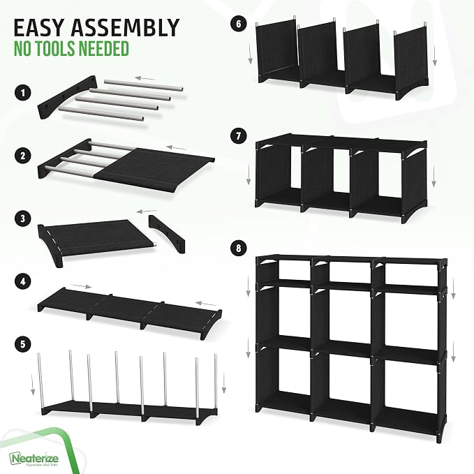 Cube Storage Organizer with Storage Bins Included - The Perfect Closet Organizers and Storage Solution. Includes 9 Storage Cubes, Great For Toy Storage, Closet Storage, Clothes Storage (Black) - Image 4