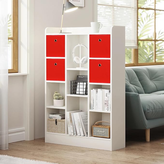 Foldable Storage Cubes Bins ,11 Inch Cloth Storage Cube Fabric Storage Box Cubes Organizer Baskets with Handles for Home Organizer Set of 3 (Red) - Image 4