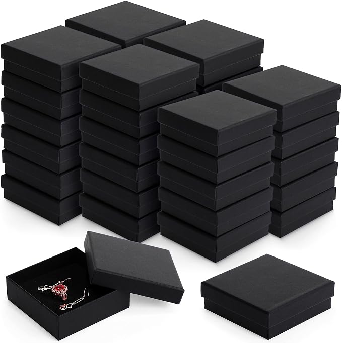 Batiyeer 36 Pcs Cardboard Jewelry Gift Boxes Jewelry Boxes Packaging Small Earring Gift Box with Lids for Necklace Ring Bracelet Party by Batiyeer