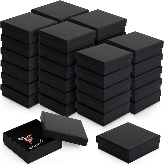 Batiyeer 36 Pcs Cardboard Jewelry Gift Boxes Jewelry Boxes Packaging Small Earring Gift Box with Lids for Necklace Ring Bracelet Party by Batiyeer