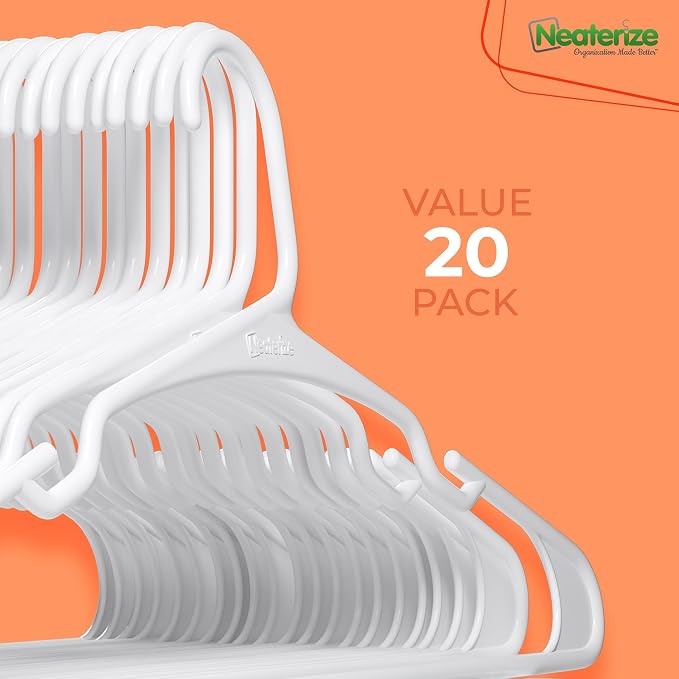 NEATERIZE Clothes Hangers Plastic 20 Pack For Adults - Plastic Hangers, The Perfect Coat Hanger and Space Saving Clothes Hangers for Closet, Percheros Ganchos para Colgar Ropa Hangars - Purple Hangers - Image 7