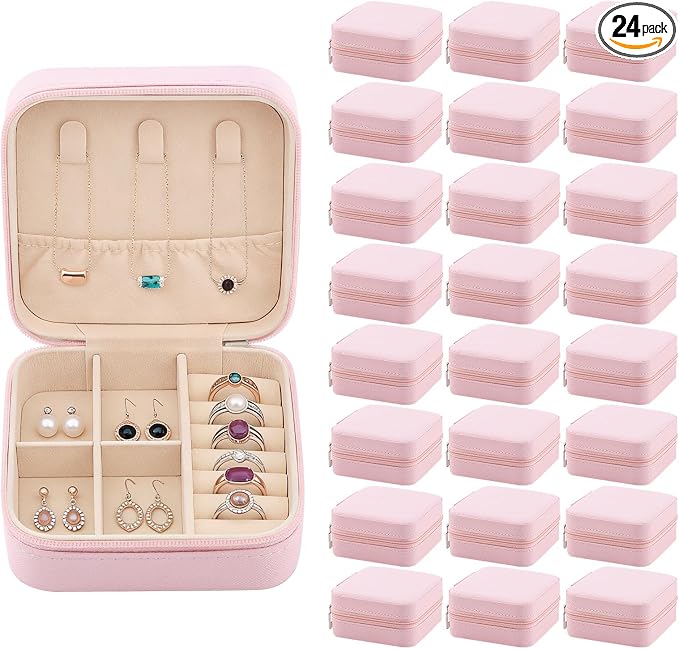 Easytle 24 Pcs Travel Jewelry Box Exquisite Travel Jewelry Case Portable Jewellery Storage Holder Organizer Box Small Jewelry Organizer for Rings Earrings Necklaces Pendants Bracelets Watches by Easytle