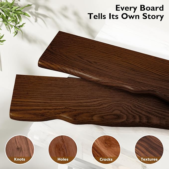 Floating Shelves for Wall Rustic Farmhouse 36 Inch Floating Shelf Bathroom Wooden Shelves for Wall Mounted Live Edge Pine Shelf with Unique Natural Grain for Living Room Bedroom Kitchen (Walnut) - Image 5