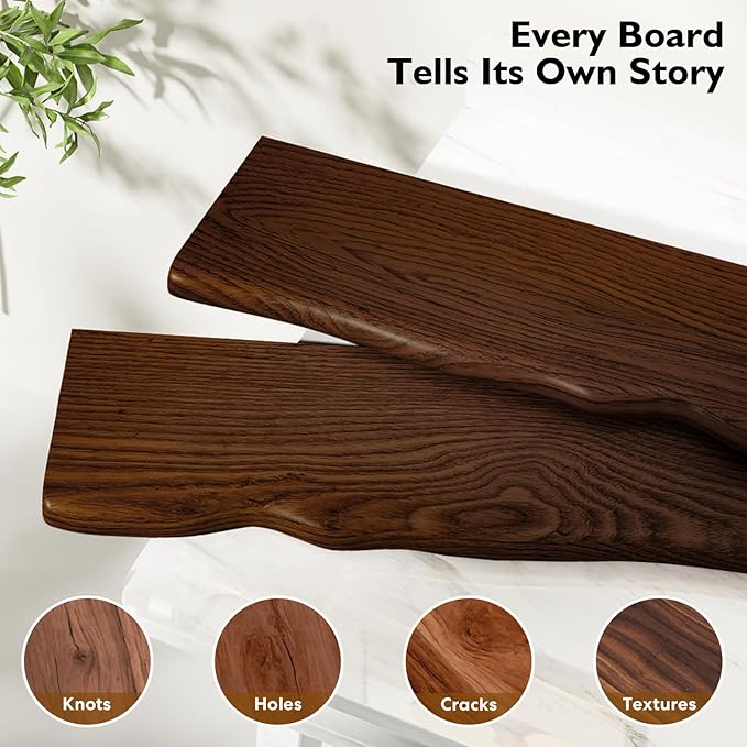 Floating Shelves for Wall Rustic Farmhouse 55 Inch Floating Shelf Bathroom Wooden Shelves for Wall Mounted Live Edge Pine Shelf with Unique Natural Grain for Living Room Bedroom Kitchen (Walnut) - Image 6