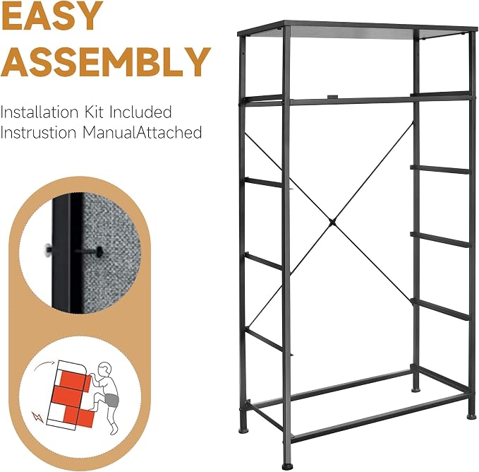 Mifuro Tall Dresser for Bedroom, Vertical Storage Organizer Tower with 6 Drawers, Chest of Drawers with Fabric Bins, Steel Frame, Wood Top for Bedroom, Closet, Entryway- Rustic Brown - Image 9