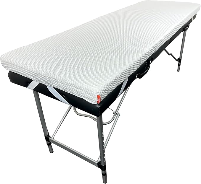 Lash Bed Foam Topper – 2.5 Inch Thick Memory Foam Massage Table Pad with Corner Straps & Anti-Slip Base, Comfortable Spa or Facial Bed Topper for Lash Extensions & Salon Use – White