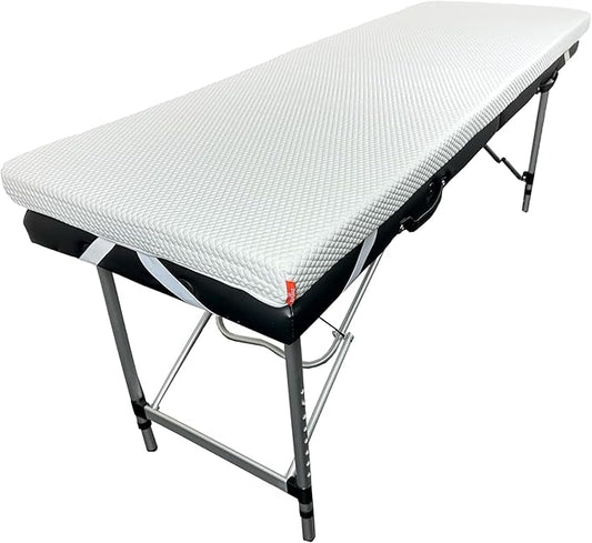 Lash Bed Foam Topper – 2.5 Inch Thick Memory Foam Massage Table Pad with Corner Straps & Anti-Slip Base, Comfortable Spa or Facial Bed Topper for Lash Extensions & Salon Use – White
