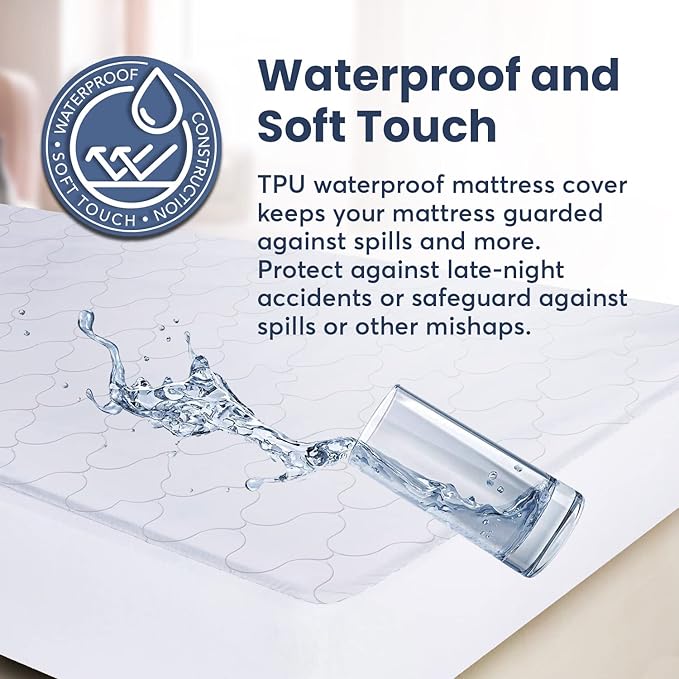 Quilted Mattress Pad Cover 39 x 75 in. Luxury Quilted Topper Protector Waterproof 100%, Heavy Duty Top Cover Bed Protection Cloud-Quilted & Breathable Cotton Top