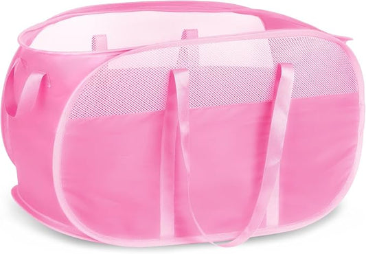100L Collapsible Laundry Baskets, Tear Proof Pop Up Laundry Hamper with Dual Handles, Large Foldable Laundry Basket, Easy to Carry Laundry Hamper for Home, Laundry Room, Bedroom, Dorm, Travel Pink by BATTOO