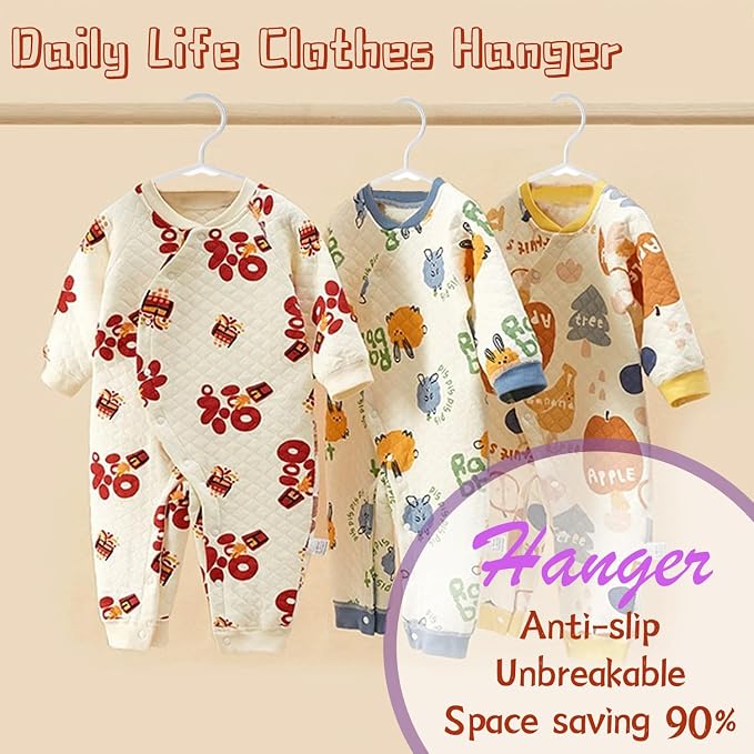 Kids Hangers - 100 Pack, 11.5 Inch White Baby & Toddler Hangers for Closet - Ideal for Baby Standard Use - Image 6