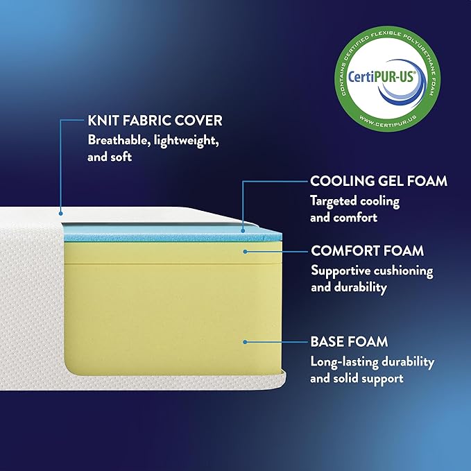 Best Price Mattress 10 Inch Memory Foam Mattress, Medium Firm, Cooling Gel Infused, Certified Safe Foams & Fabric, Mattress in a Box, Twin