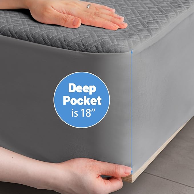 Premium Bamboo Mattress Protector – King Size, Waterproof, & Ultra Soft Breathable Noiseless Washable Bed Mattress Cover for Comfort & Protection MC03KING-LG