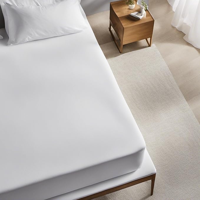 Miracle Made Mattress Protector – Silver-Treated Cotton Fabric – Water-Resistant, Breathable, Fresher-Feeling Cover – Compatible with 3-Temperature Zone Comforter, Twin, White