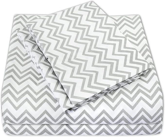 Twin Sheets - Breathable Luxury Sheets with Full Elastic & Secure Corner Straps Built In - 1800 Supreme Collection Extra Soft Deep Pocket Bedding Set, Sheet Set, Twin, Chevron Gray