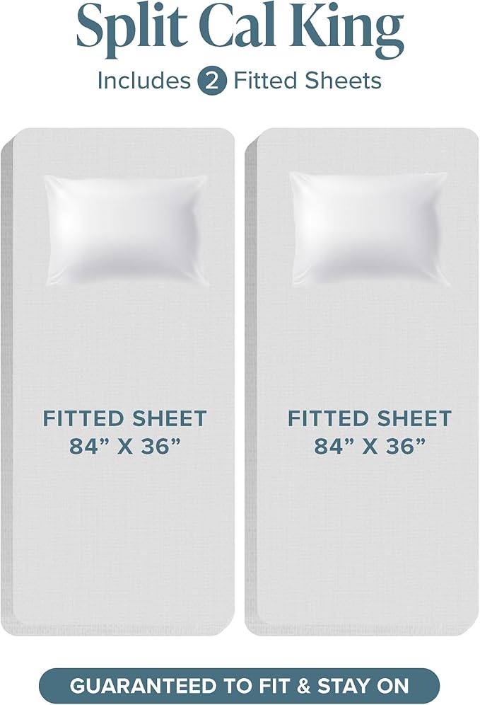 Bare Home Split California King Sheet Set - 1800 Ultra-Soft Microfiber Bed Sheets - Double Brushed - Deep Pockets - Easy Fit - 5 Piece Set - Bed Sheets (Split Cal King, Sand)
