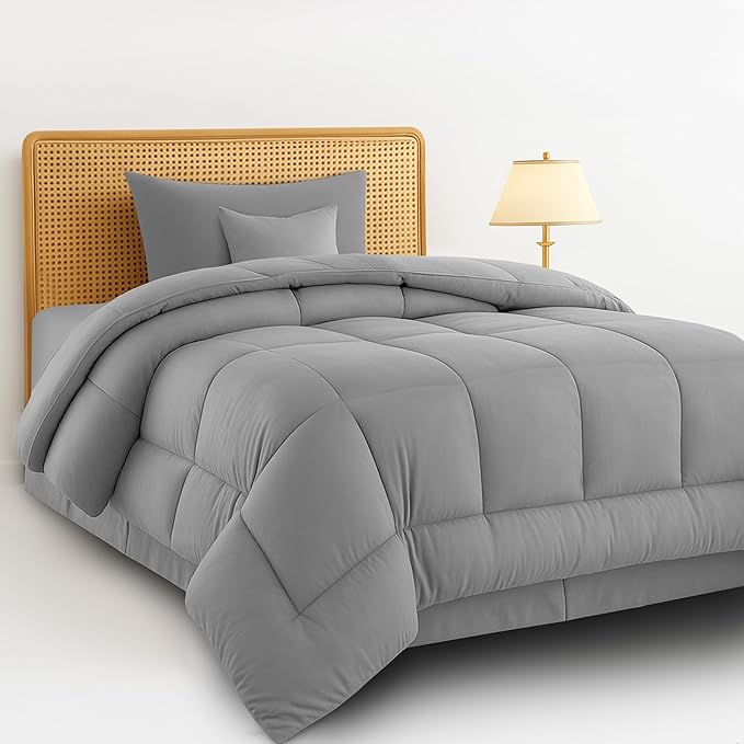 LUX Décor 4pc Twin Comforter Set, All-in-One Bed in a Bag, Includes 1 Comforter, 1 Pillow Shams, 1 Decorative Pillow & 1 Bed Skirt