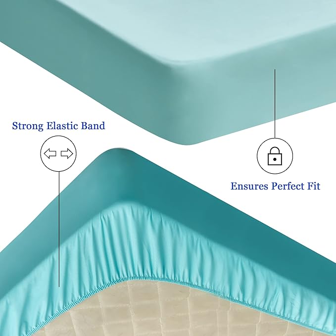 Sufdari Waterproof Mattress Protector, Mattress Cover Twin Size for Bed,18" Deep Pocket Fitted Sheet Style Mattress Protector with Elastic Rubber Band-Aqua,Twin