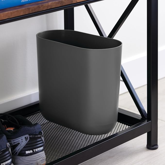 iDesign Small Slim Plastic Bathroom Trash Can, Garbage Can for Bedroom, Office, Desk, Dorm, 2-Pack, Gray - Image 7