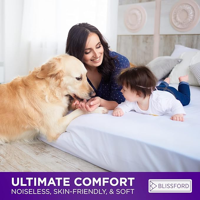 BLISSFORD Plastic Mattress Protector - Heavy Duty, Fitted Vinyl - Plastic Mattress Cover King Size Bed, Rubber Sheets for Bedwetting Adult or Child, 100% Waterproof Sheets King Size (Pack of 2)