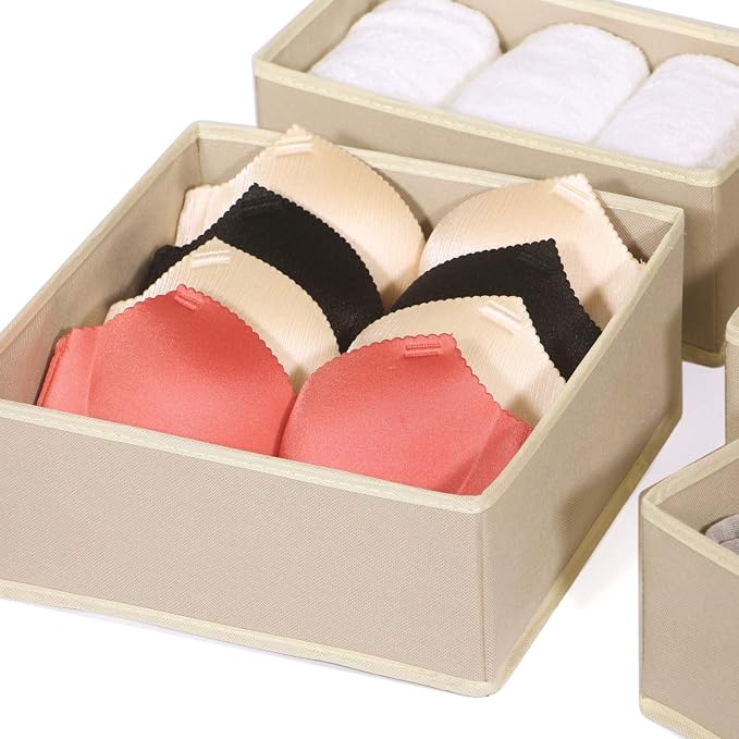 DIOMMELL 6 Pack Foldable Cloth Storage Box Closet Dresser Drawer Organizer Fabric Baskets Bins Containers Divider with Drawers for Clothes, Underwear, Bras, Socks, Lingerie, Clothing - Image 8