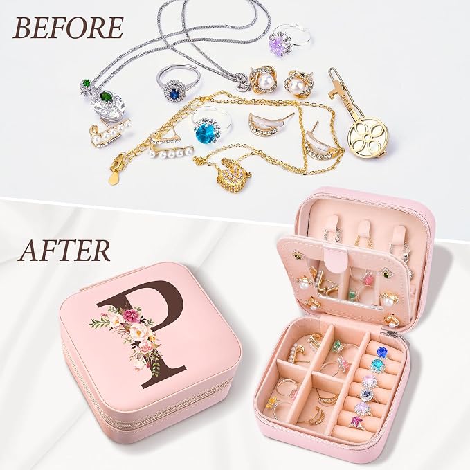 Travel Jewelry Case for Women, Travel Jewelry Box Organizer Personalized Pink Gifts for Girls Wife Mom, Gift for Friend Sister Grandma Aunt - Image 5