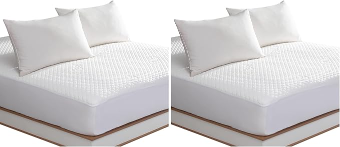 King Size Waterproof Mattress Protector Fitted Mattress Pad Cover with Deep Pocket Up to 18'' (Pack of 2)
