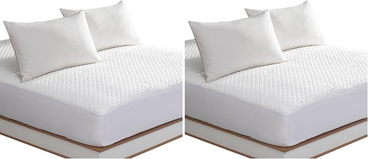 King Size Waterproof Mattress Protector Fitted Mattress Pad Cover with Deep Pocket Up to 18'' (Pack of 2)