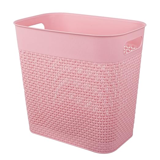 UUJOLY Plastic Trash Can Wastebasket, Garbage Container Basket for Bathrooms, Kitchens, Offices, Kids Rooms (Pink, 3 Gallon), 1 Pack by UUJOLY