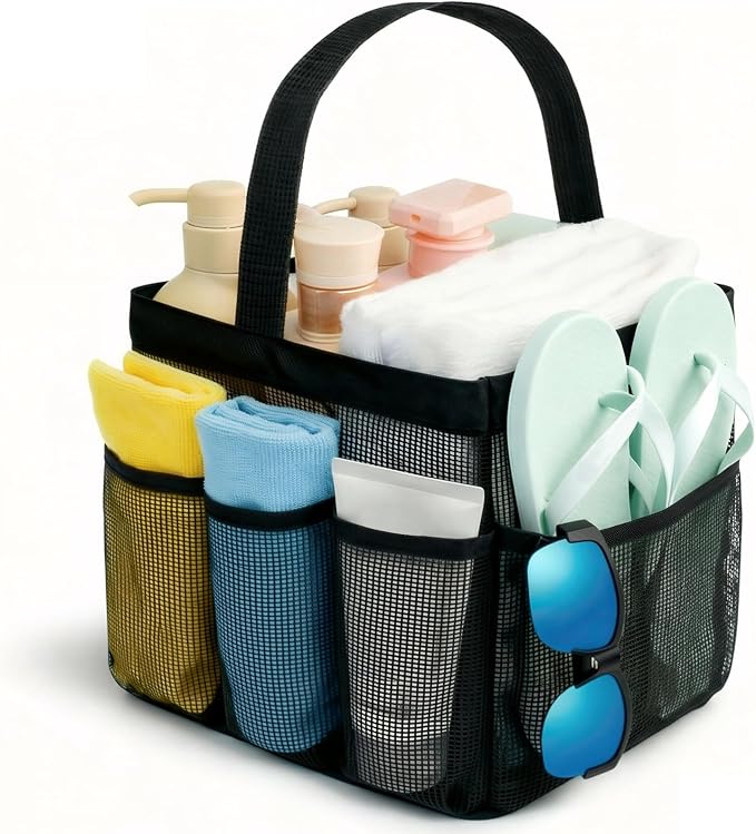 Mesh Shower Caddy Portable for College Dorm Room Essentials for Girls with 9 Pockets,Large-Capacity Shower Basket,Quick Dry Toiletry Tote Bag for Women,Outdoor Gym,Travel,Swim,Beach Camping Essentials by Unknown