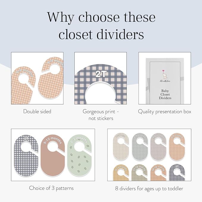 Eli with Love Baby Closet Dividers (Gingham) - Ideal Baby Clothes Dividers – Organize Nursery Closet Hangers by Size/Age - Image 5
