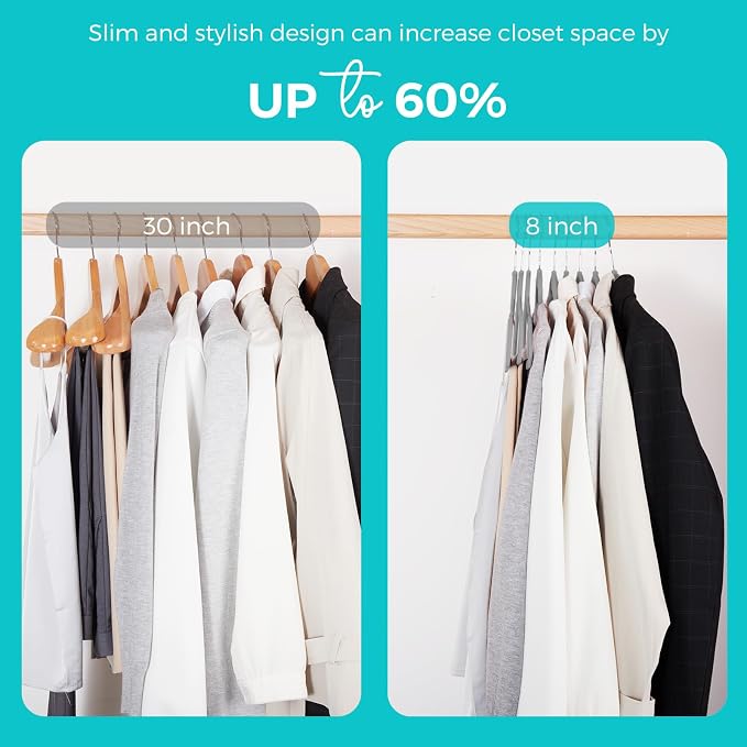 HOUSE DAY Premium Velvet Hangers 50 Pack Grey, Non-Slip Flocked Felt Hangers, Sturdy Clothes Hanger with 360° Rotatable Hook, Heavy Duty Durable Slim Coat Hanger for Closet Space Saving - Image 4