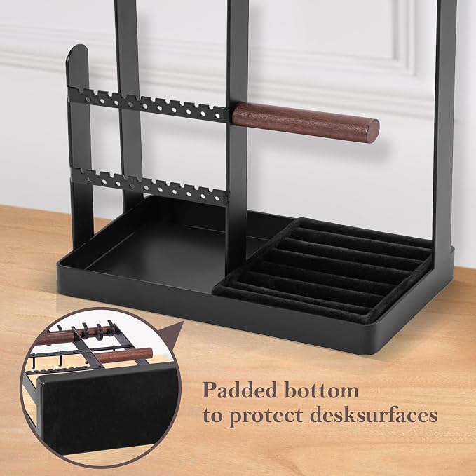 ProCase Jewelry Organizer Jewelry Stand Jewelry Holder Organizer, 5-Tier Necklace Organizer with Ring Tray, Large Aesthetic Jewelry Tower Storage Rack Tree for Bracelets Earrings Rings -Large, Black - Image 4