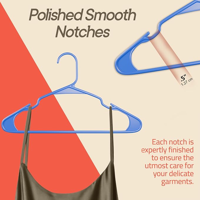 Plastic Clothes Hangers – Heavy Duty Hanger Set, for Organizing Clothes, Dresses, and Coat, Holds Up to 5 lbs, Space-Saving Hangers with Non-Slip Shoulder Grooves, Pack of 30, Blue - Image 6
