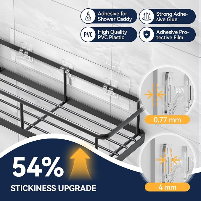 YASONIC 9-Pack Shower Caddy Adhesive Replacement - Transparent Shower Adhesive Strips, No Drilling Hooks for Bath Storage Shelves, Kitchen Racks, Basket & Soap Holder - Image 3