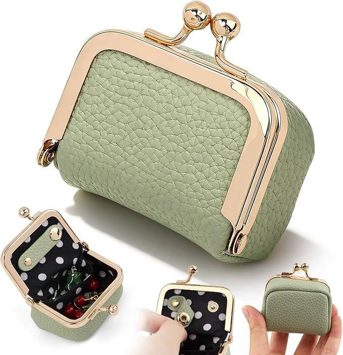 PU Leather Mini Jewelry Box, Vintage Portable Mini Jewelry Organizer with Kiss Lock, Compact Travel Case for Rings, Earrings, Necklaces - Ideal Gift for Women by Unknown
