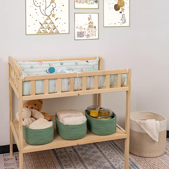 CubesLand Small Storage Basket for Shelves, Woven Rope Green Basket for Organizing, Durable & Skin-Friendly Cube Shelf Closet Organizer Bins, Toy Storage Organizers Bin, Modern Home Decor with Handles - Image 4