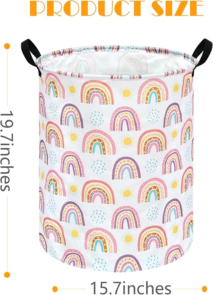 MAIZMZ Kids Rainbow Hamper Laundry Basket Storage Bins Gift Organizer Clothes Toy Box Large Canvas Collapsible Chest for Home/Dorm/Kitchen/Pet/Office/Closet/Shelf/Room Decor - Image 7
