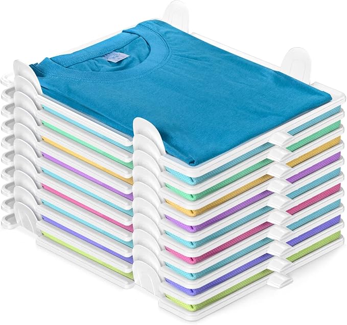 Accenter Tshirt Organizer for Clothes Storage, Stackable Closet Organizer with Easy Access, Shirt Folder Board, Sturdy and Durable, Clothes Folder 10-Pack by Accenter