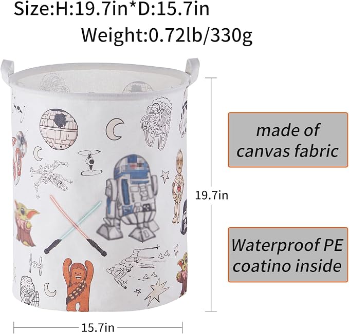 Room Nursery Decor,Baby Laundry Large Hamper Foldable With Waterproof Pe Coating,Dirty Clothes Basket Featuring The Child,Bedroom,Bathroom Set,Toy Bin,Kids Birthday Gifts,White (round) - Image 3