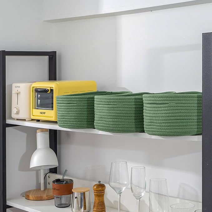 CubesLand Cube Shelf Closet Storage Baskets Bins Set 2,Woven Basket for Organizing/Storage,Long-lasting &Skin-friendly Toy Storage Basket Bin,Stylish Room Decor Basket,Cotton Rope Basket Green - Image 7